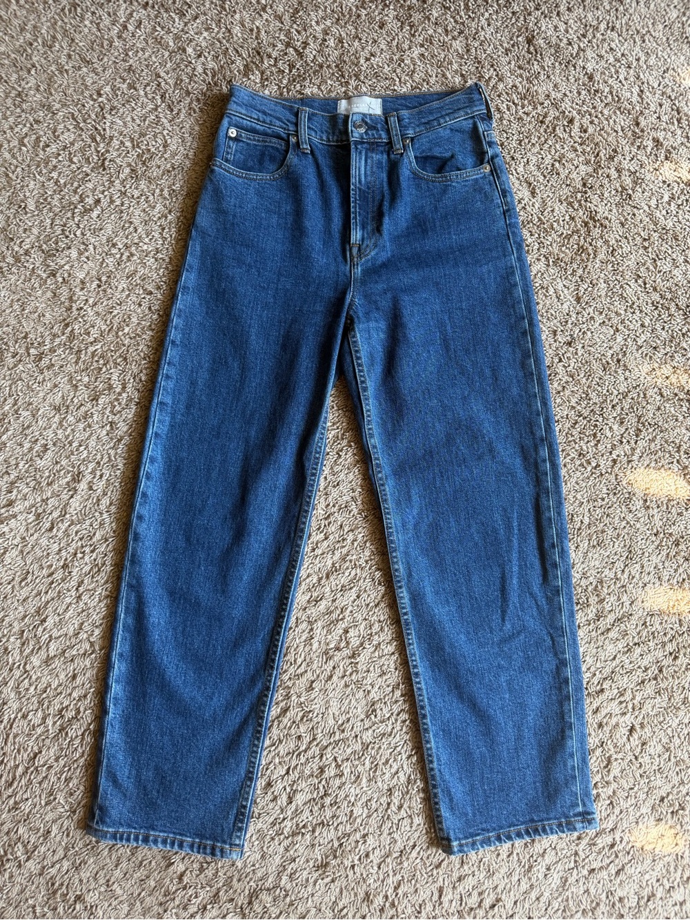 Everlane Straight Leg Jeans in Classic Blue Denim